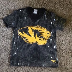 This is a XS PINK Mizzou sequin t shirt .